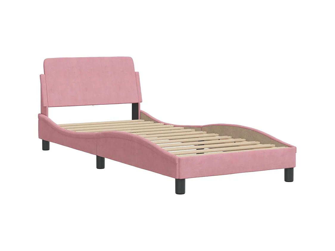 Bedframe met hoofdeinde zonder matras 90x190 cm fluweel roze