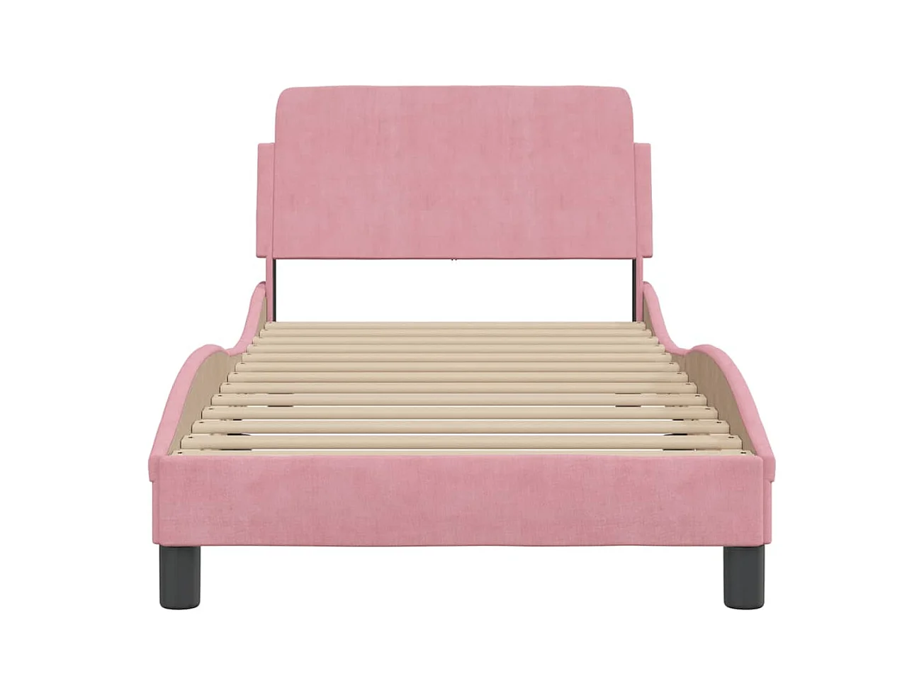 Bedframe met hoofdeinde zonder matras 90x190 cm fluweel roze