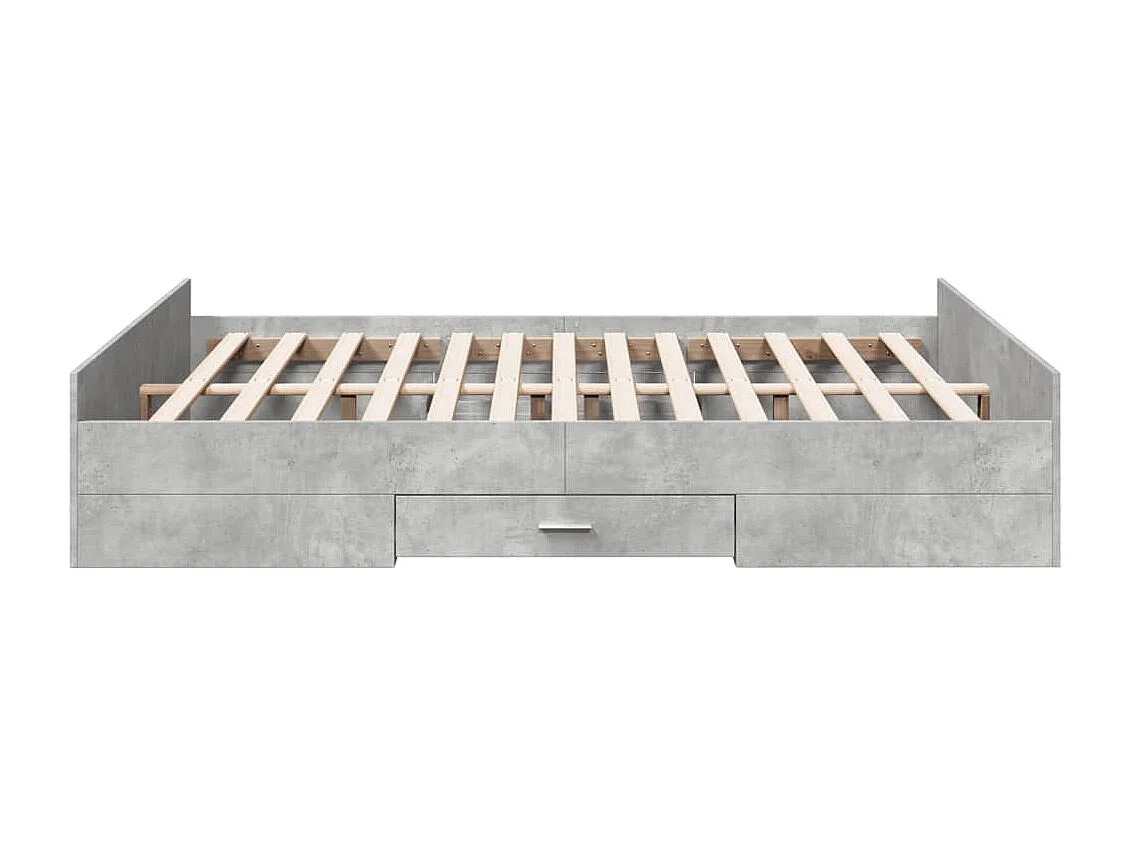 Cadre de lit avec tiroirs sans matelas gris béton 160x200 cm