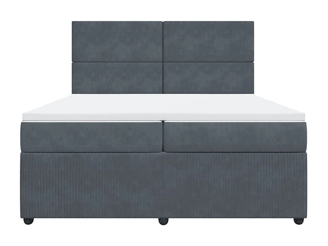 Cama box spring con colchón terciopelo gris oscuro 200x200 cm