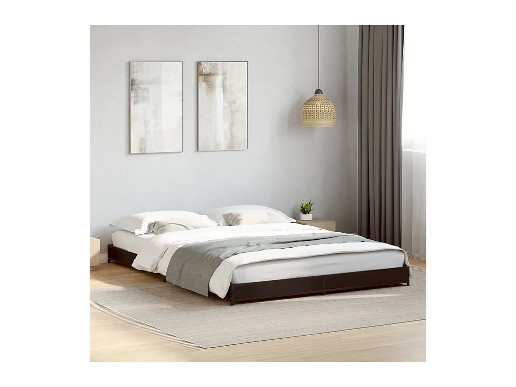 Bettgestell Schwarz 135x190 cm Holzwerkstoff und Metall