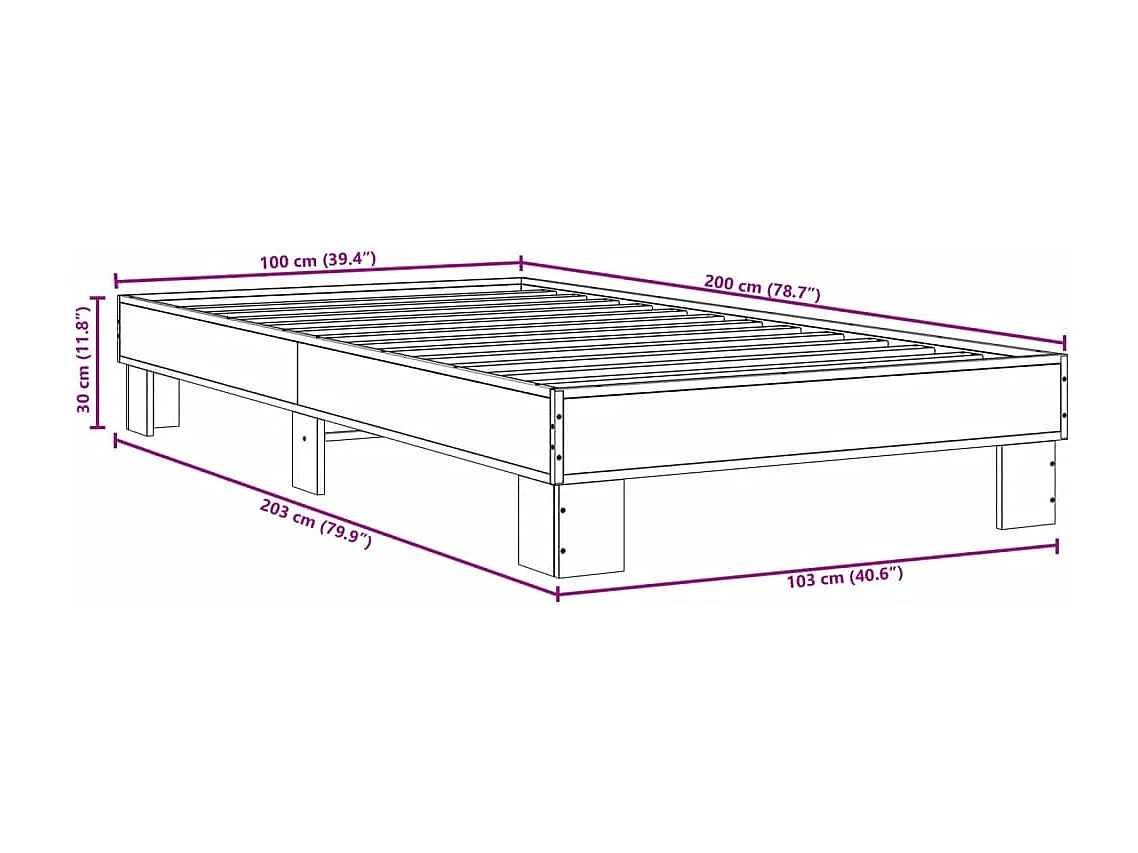 Giroletto Grigio Sonoma 100x200 cm Legno Multistrato e Metallo