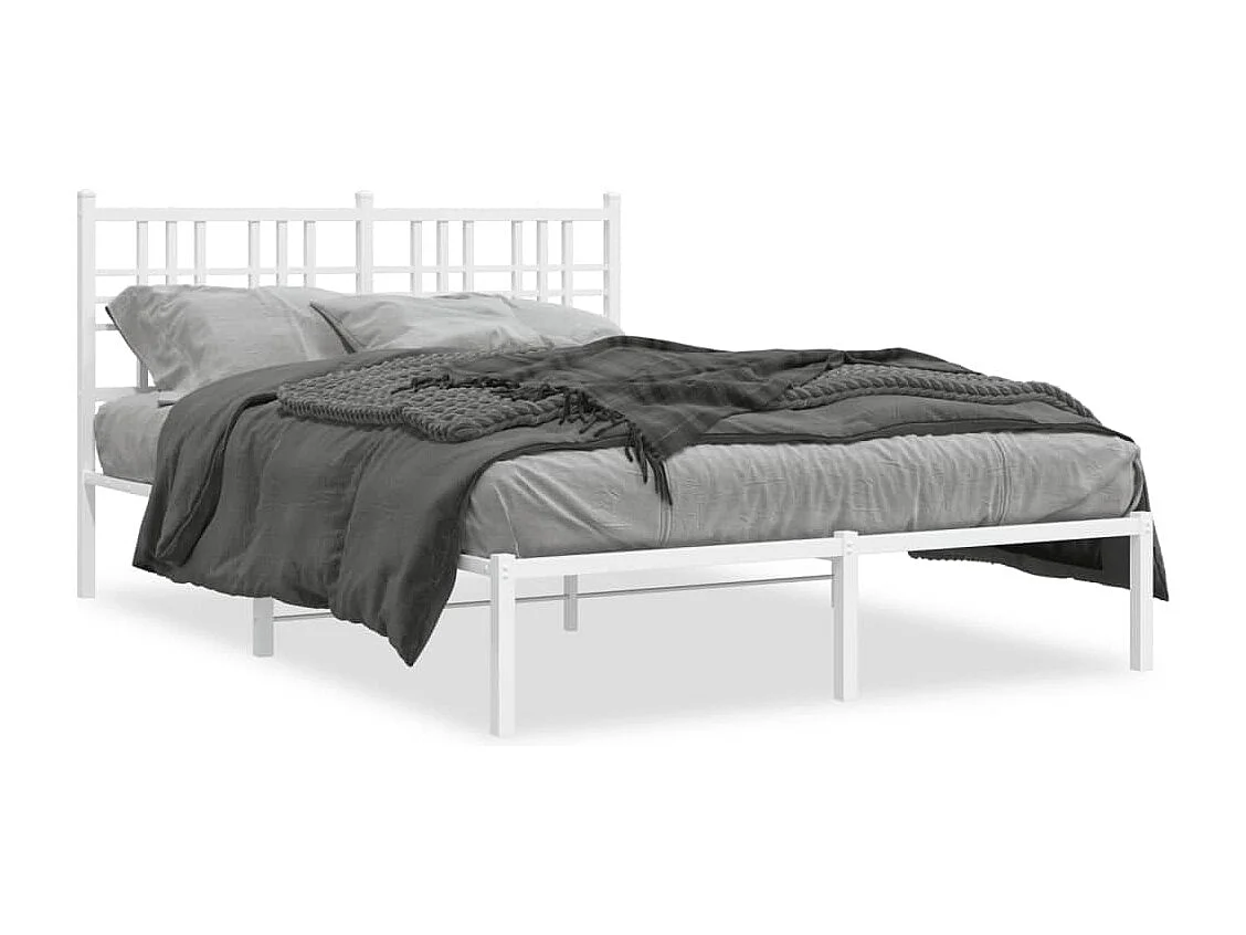 Cadre de lit métal sans matelas et tête de lit blanc 120x200 cm