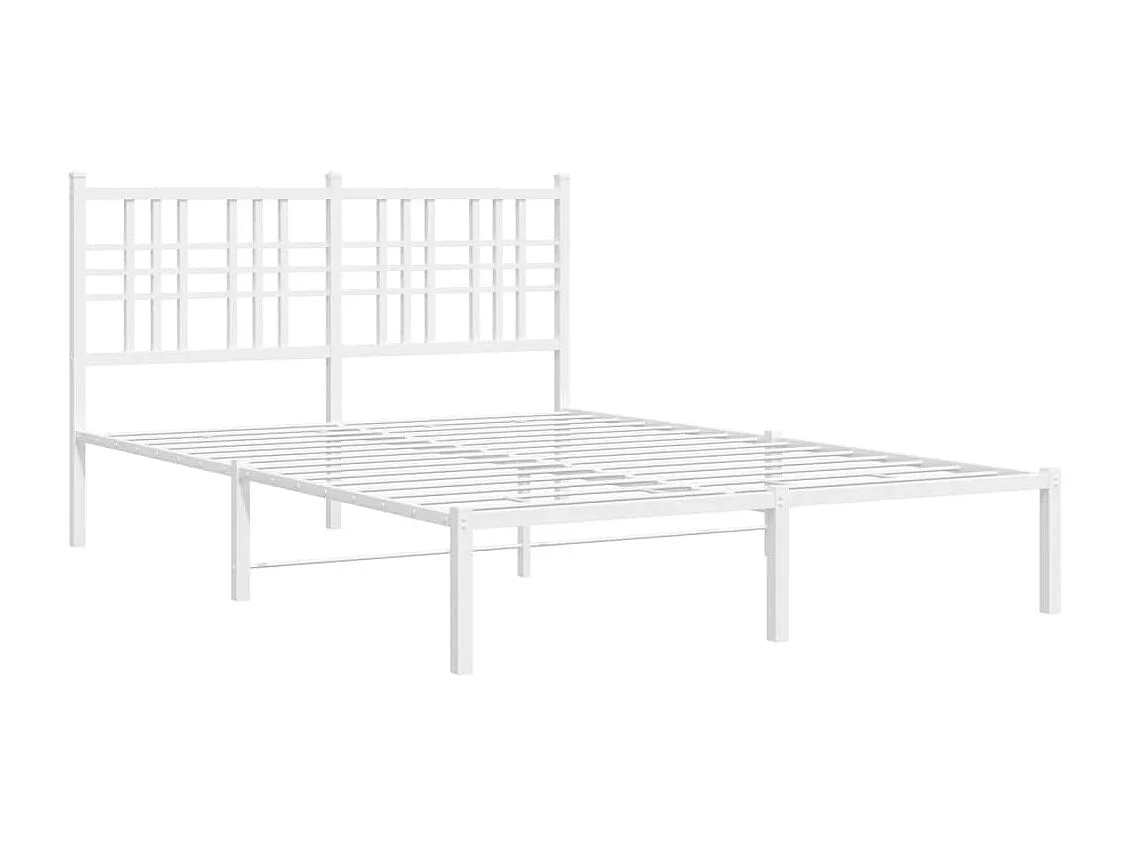 Cadre de lit métal sans matelas et tête de lit blanc 120x200 cm