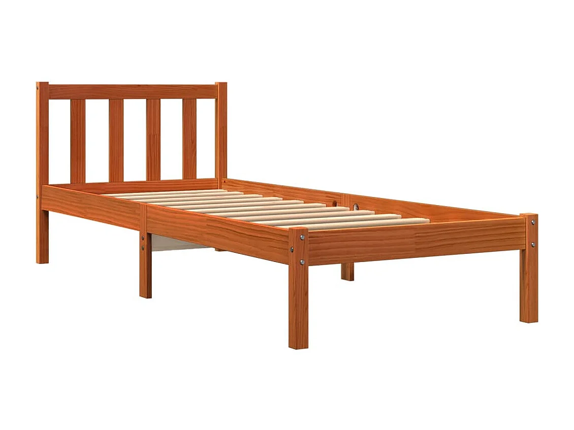 Cadre de lit sans matelas cire marron 75x190 cm bois pin massif