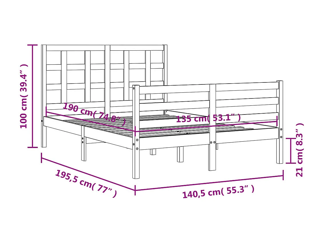 Cadre de lit sans matelas noir 120x190 cm tissu