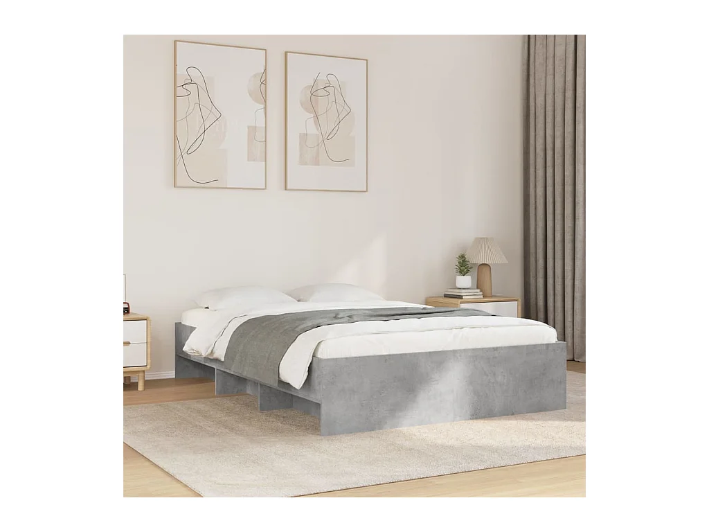 Cadre de lit sans matelas gris béton 120x200 cm bois ingénierie