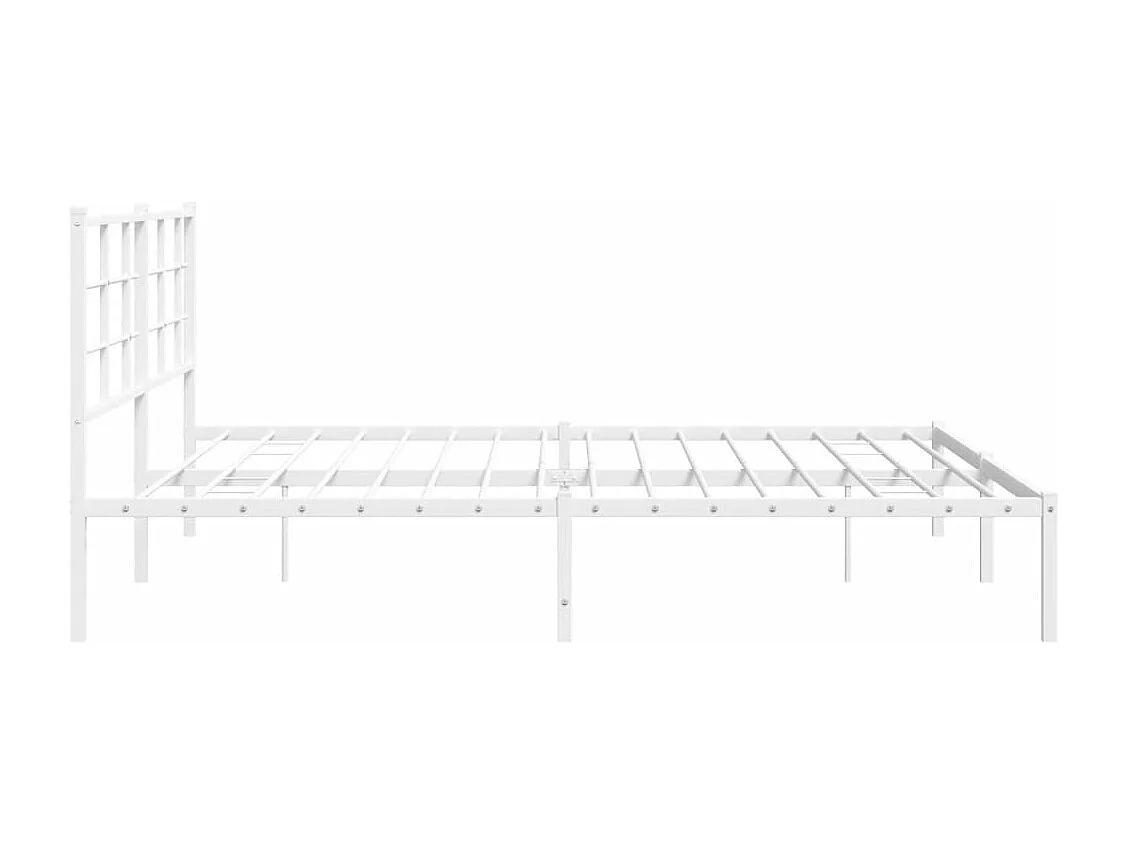 Cadre de lit métal sans matelas et tête de lit blanc 180x200 cm