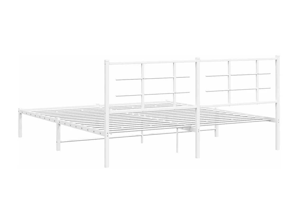Cadre de lit métal sans matelas et tête de lit blanc 180x200 cm