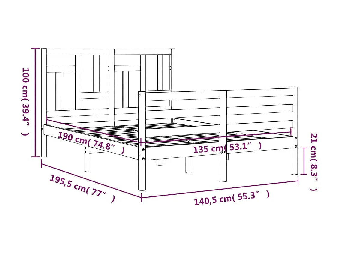 Massivholzbett ohne Matratze 90x190 cm Kiefernholz