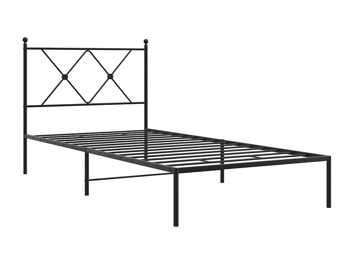 Cadre de lit métal sans matelas avec tête de lit noir 90x200 cm