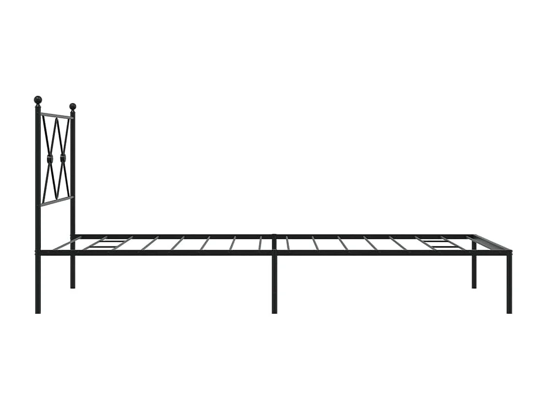 Cadre de lit métal sans matelas avec tête de lit noir 90x200 cm