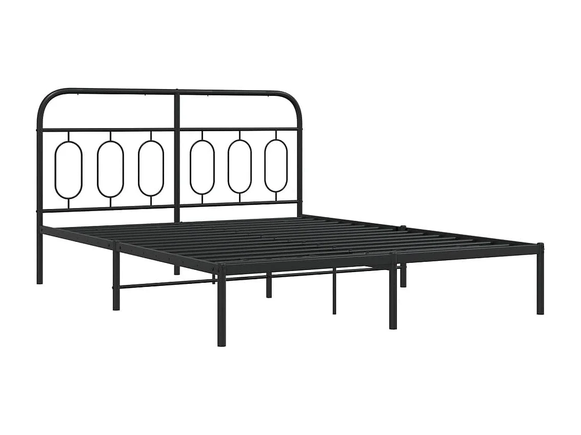 Cadre de lit métal sans matelas avec tête de lit noir 135x190cm