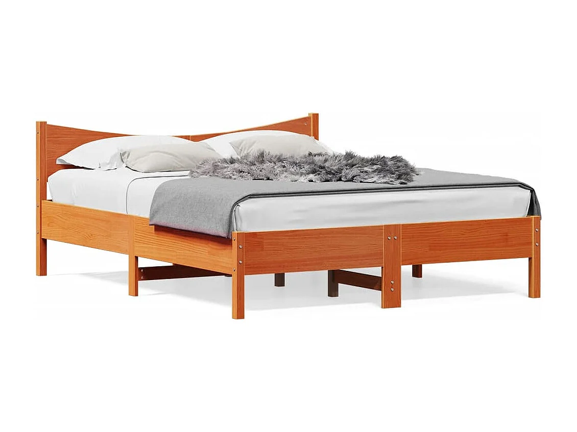 Cadre de lit sans matelas cire marron 150x200cm bois pin massif