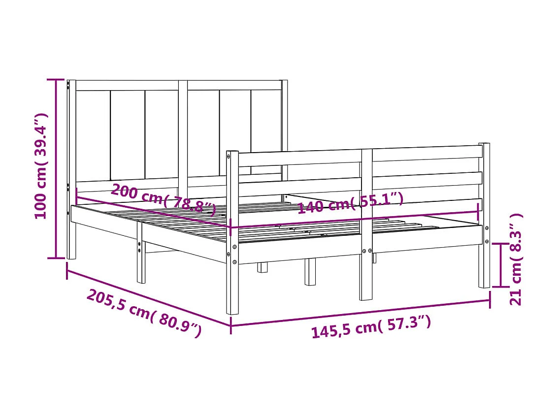 Bettgestell Grau Sonoma 200x200 cm Holzwerkstoff und Metall