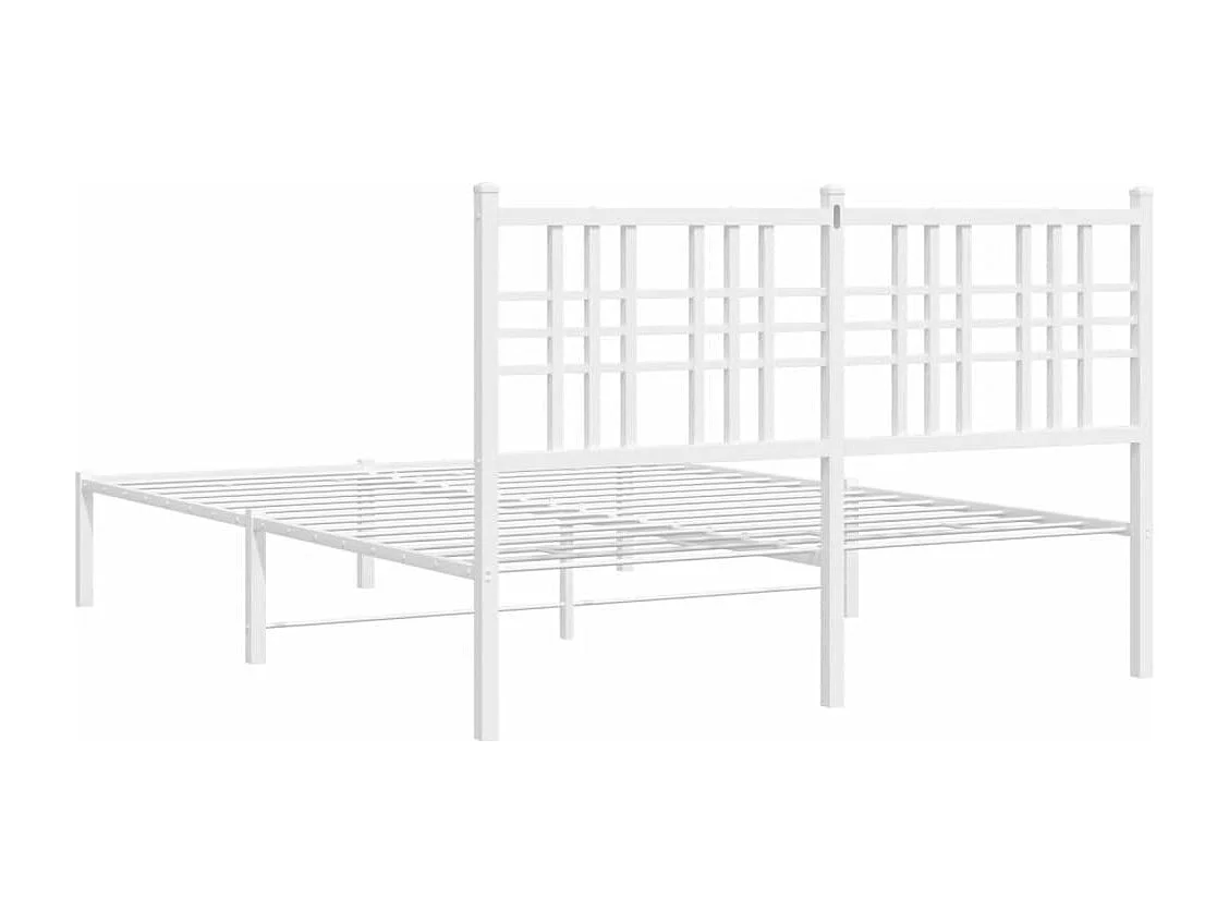 Cadre de lit métal sans matelas et tête de lit blanc 140x190 cm