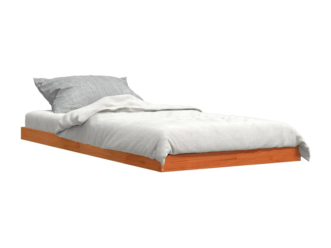 Cadre de lit sans matelas cire marron 75x190 cm bois pin massif