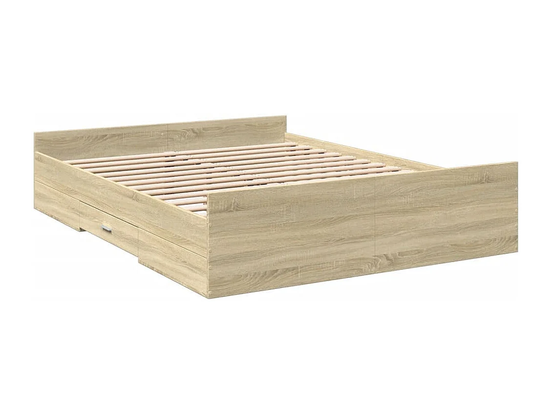 Bedframe met lades bewerkt hout sonoma eikenkleurig 160x200 cm