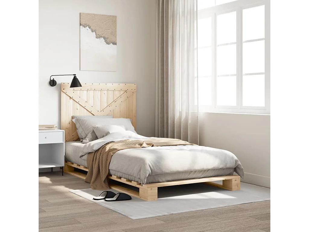 Giroletto con Testiera 100x200 cm Legno Massello di Pino