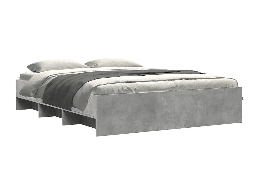 Cadre de lit sans matelas gris béton 150x200 cm bois ingénierie