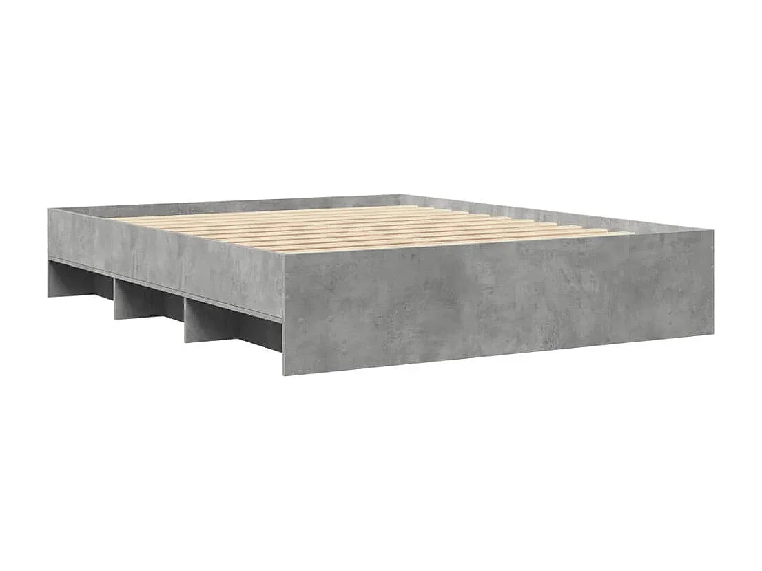 Cadre de lit sans matelas gris béton 150x200 cm bois ingénierie