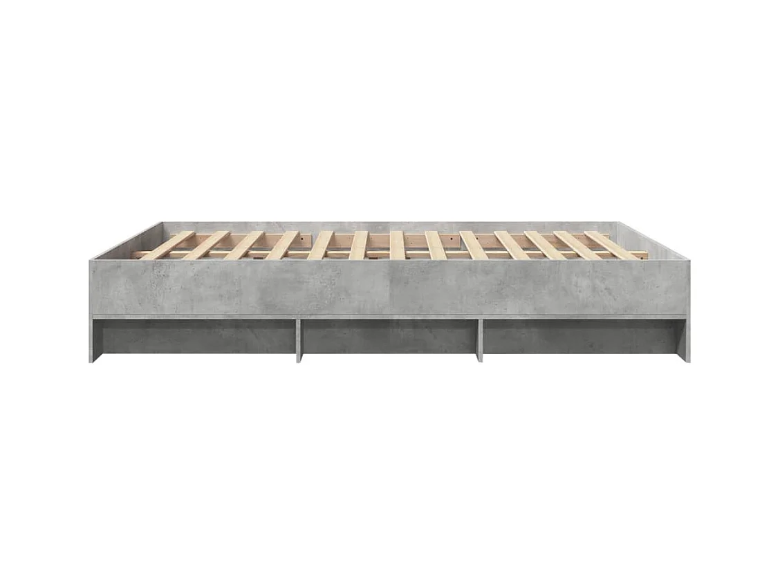 Cadre de lit sans matelas gris béton 150x200 cm bois ingénierie