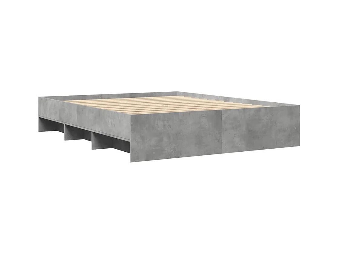 Cadre de lit sans matelas gris béton 150x200 cm bois ingénierie