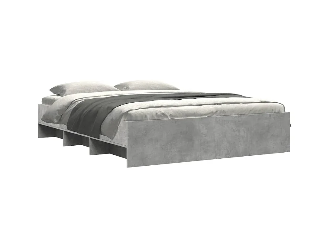 Cadre de lit sans matelas gris béton 150x200 cm bois ingénierie
