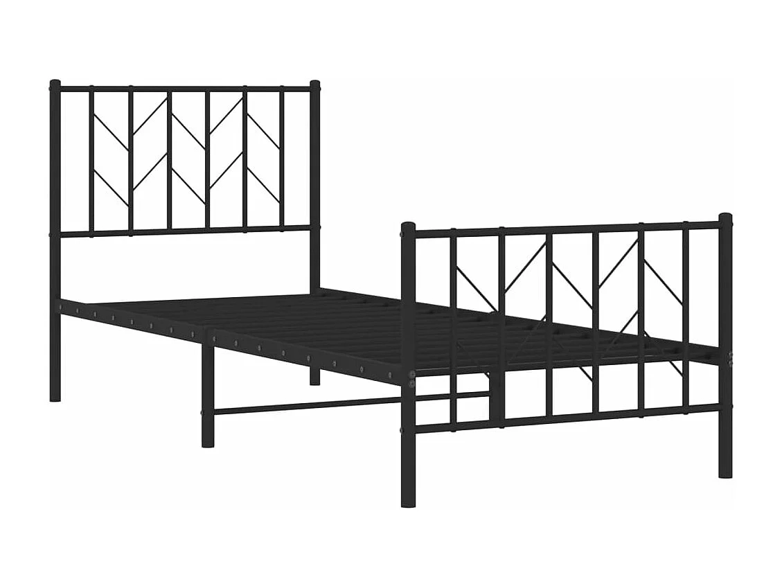 Cadre de lit métal sans matelas avec pied de lit noir 80x200 cm