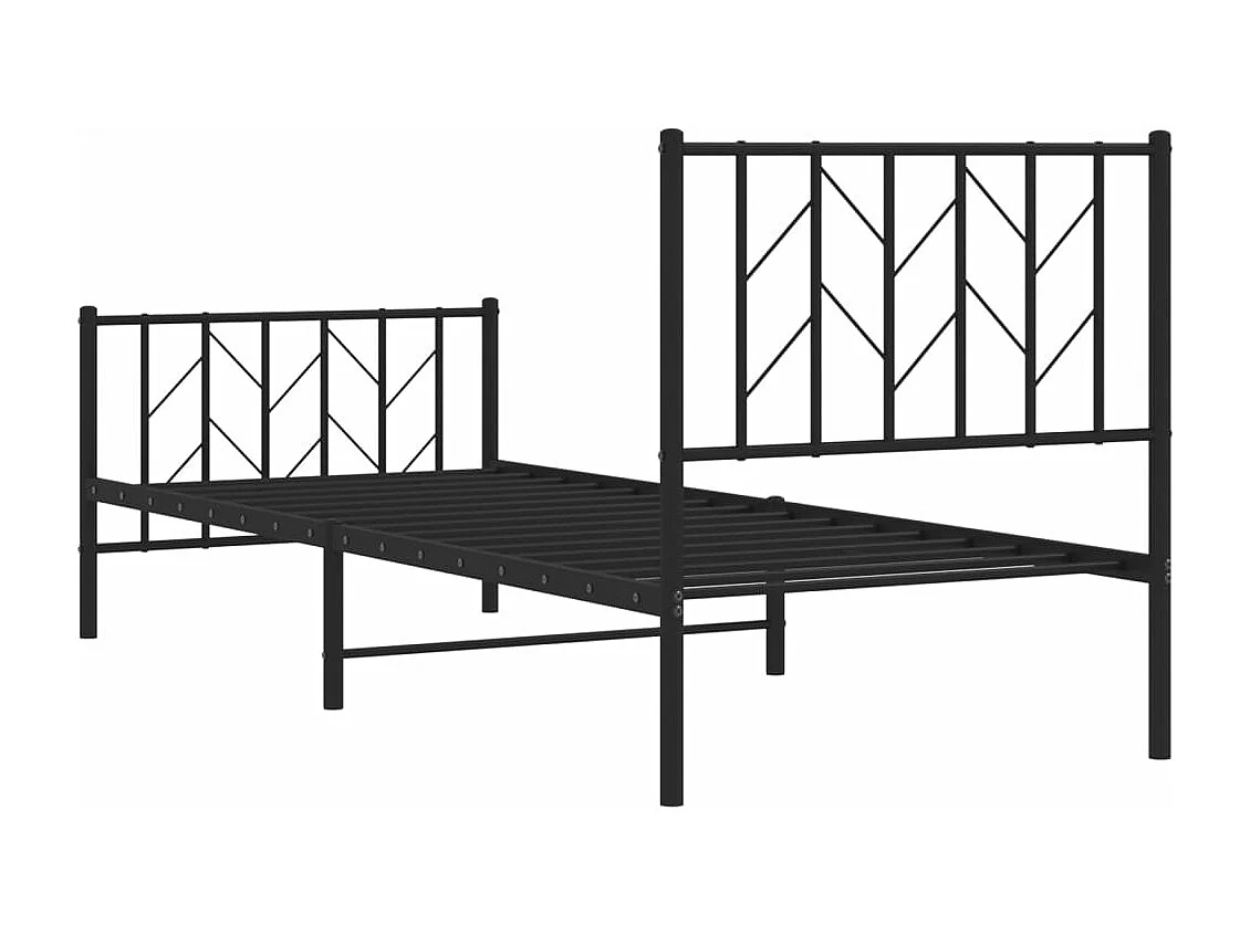 Cadre de lit métal sans matelas avec pied de lit noir 80x200 cm