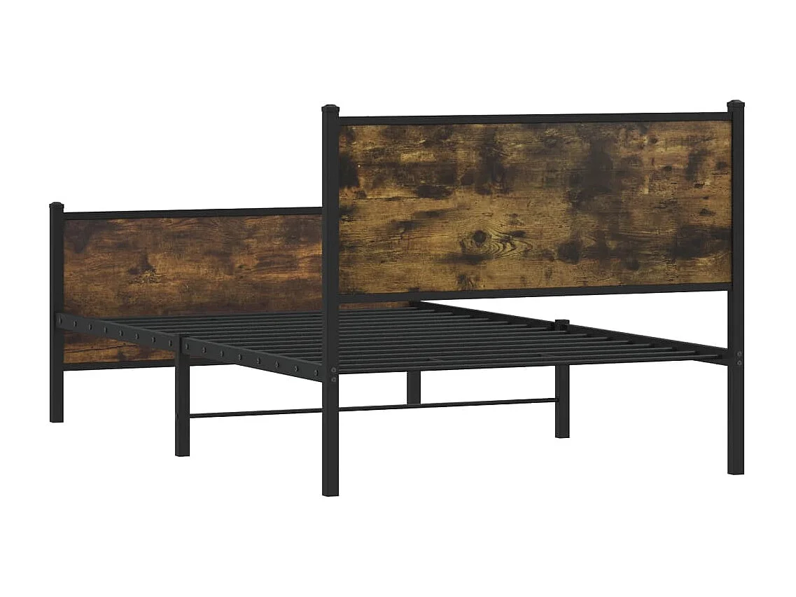 Estructura de cama sin colchón metal roble ahumado 100x190 cm