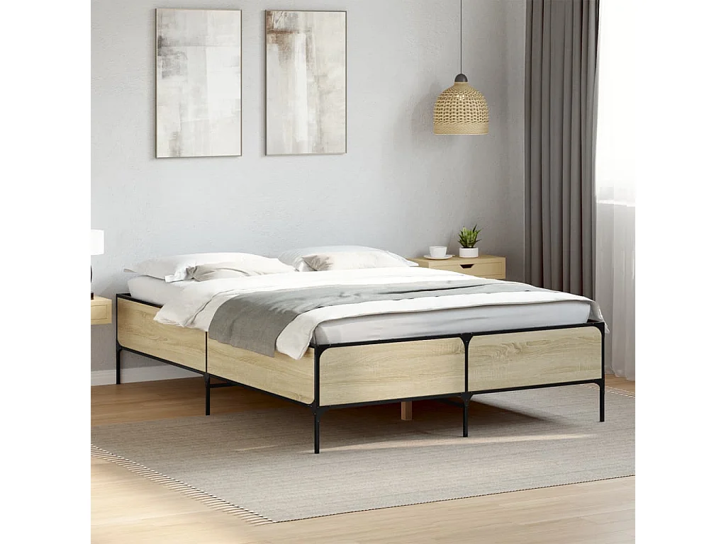Cadre de lit sans matelas chêne sonoma 160x200 cm