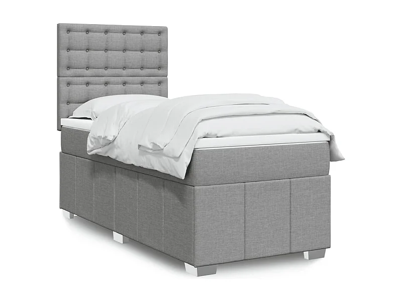 Boxspring met matras stof lichtgrijs 90x190 cm