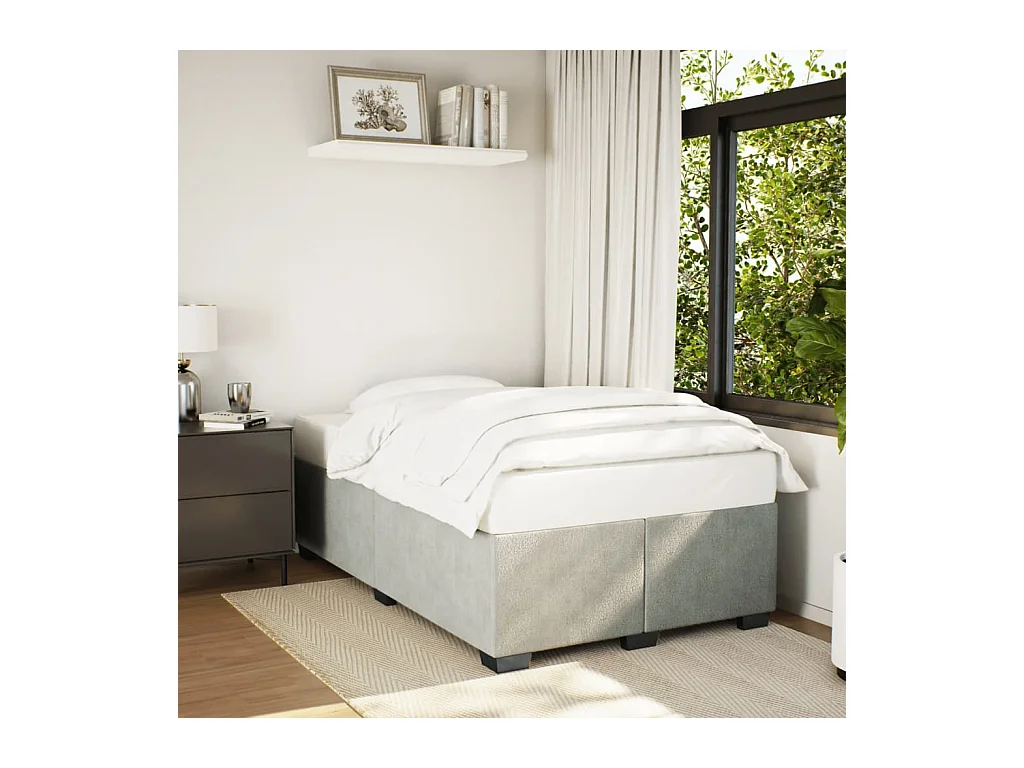 Cadre de lit sans matelas gris clair 120x200 cm velours