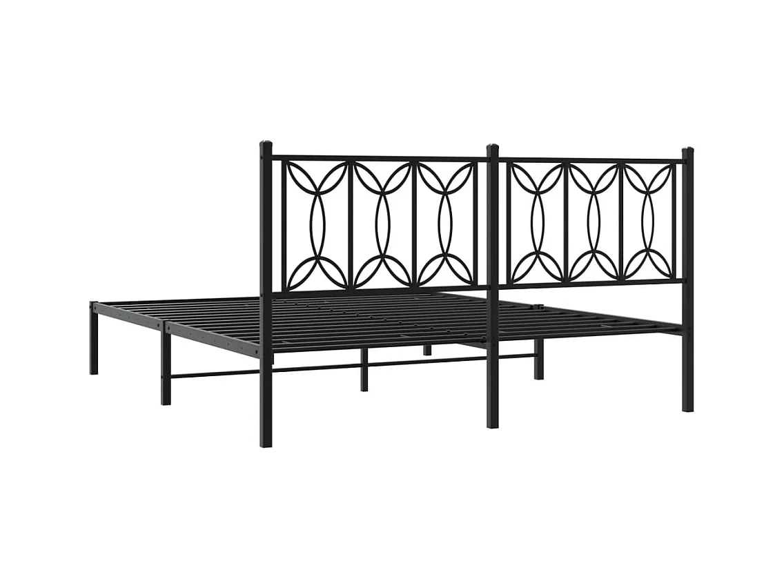 Giroletto con Testiera in Metallo Nero 160x200 cm