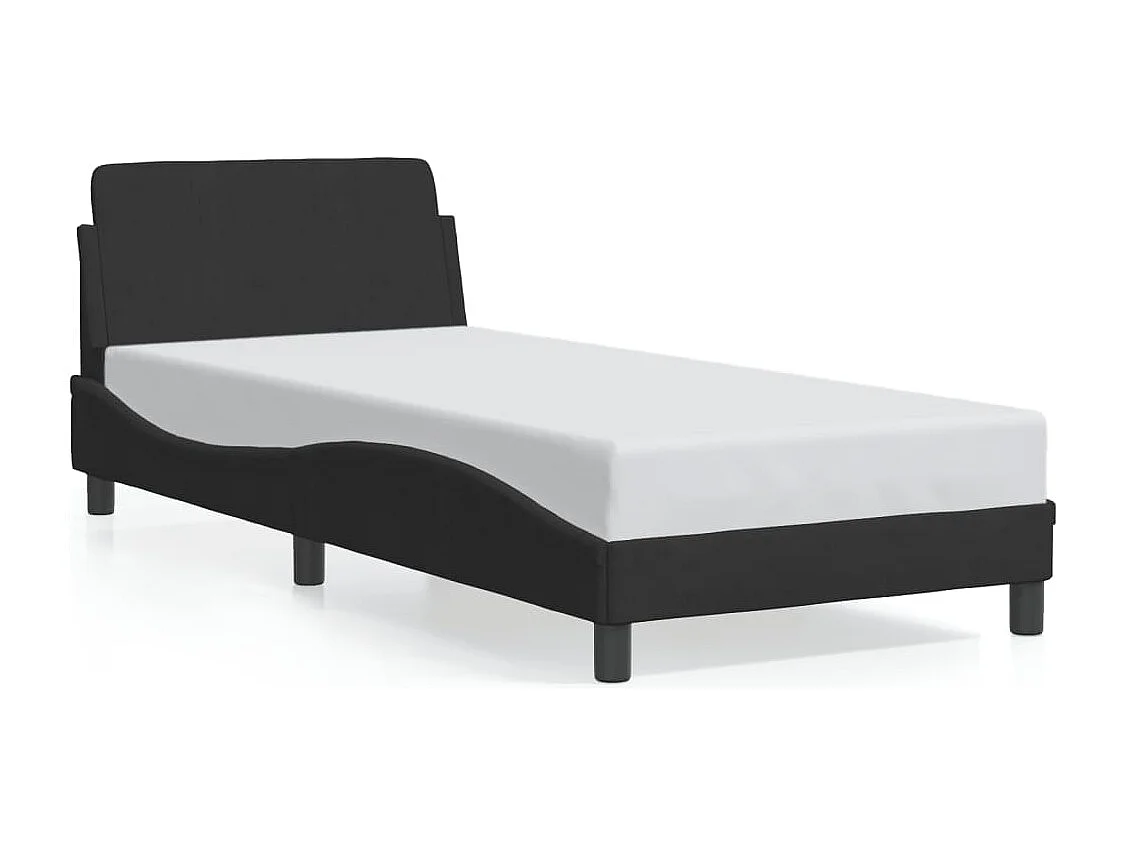 Estrutura cama c/ cabeceira sem colchão veludo 90x190 cm preto