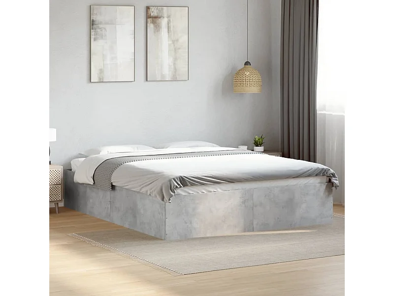 Cadre de lit sans matelas gris béton 150x200 cm