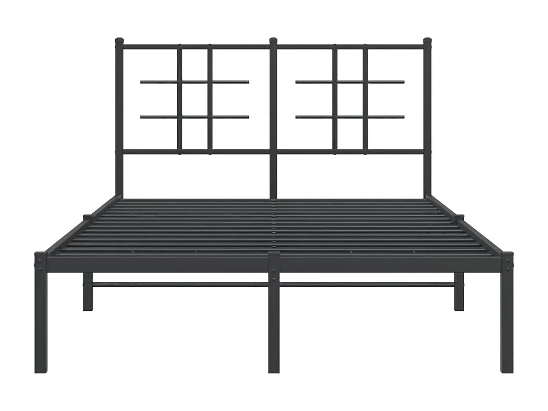 Cadre de lit métal sans matelas avec tête de lit noir 120x200cm