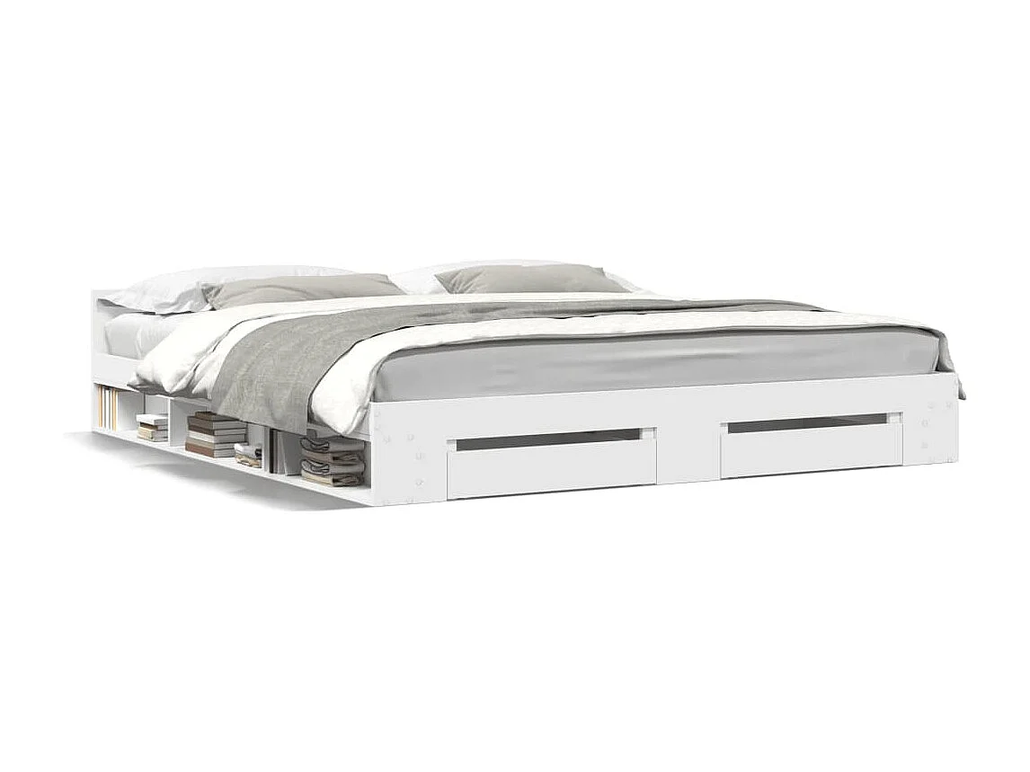 Cadre de lit avec tiroirs sans matelas blanc 180x200 cm