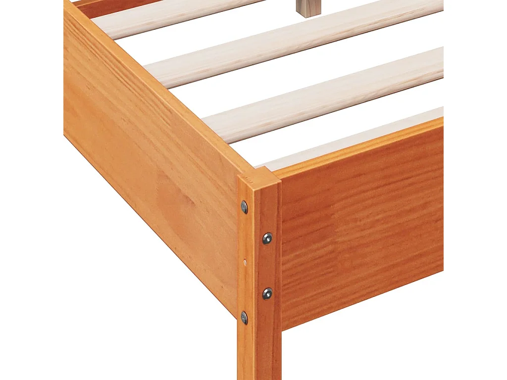 Cadre de lit sans matelas cire marron 160x200cm bois pin massif