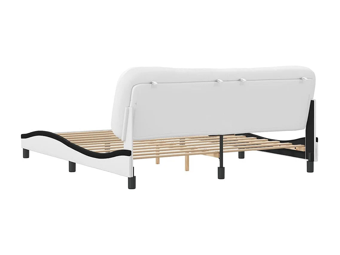 Cadre de lit sans matelas blanc et noir 180x200 cm similicuir