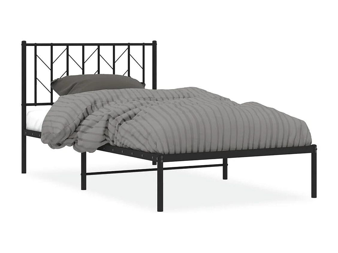 Bedframe met hoofdbord metaal zwart 100x190 cm