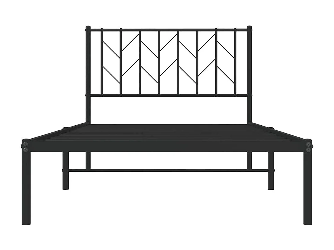 Bedframe met hoofdbord metaal zwart 100x190 cm