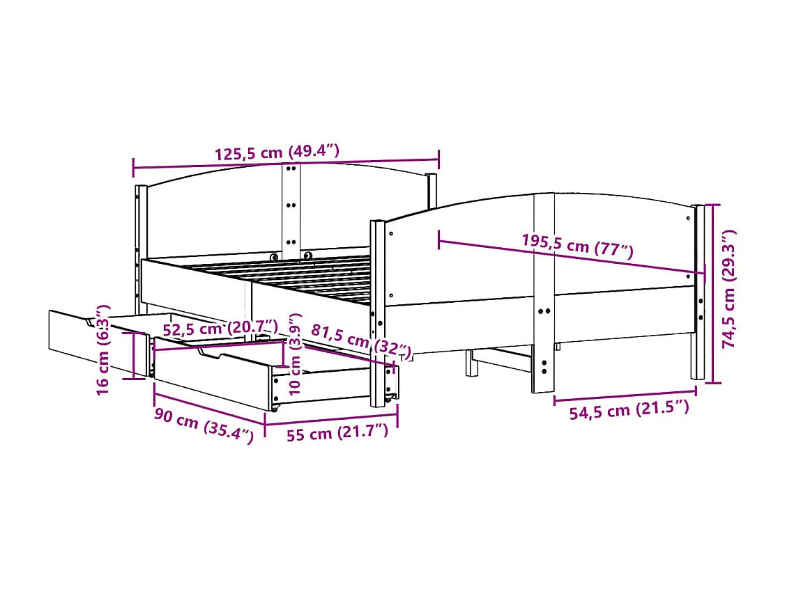 Estrutura de cama derivados de madeira e metal cinzento sonoma