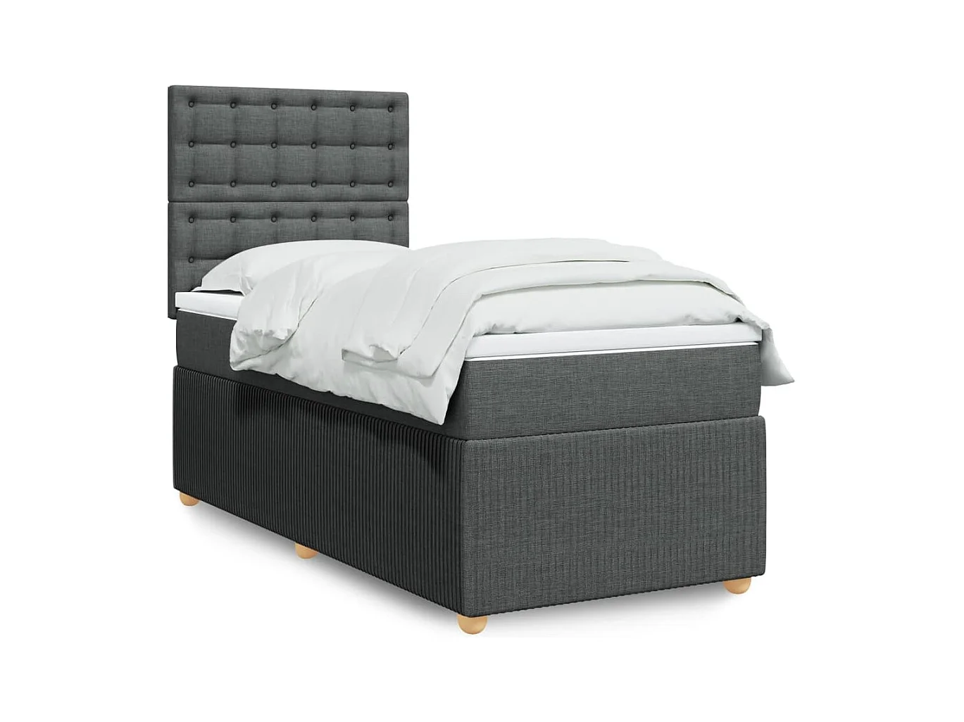 Sommier à lattes de lit et matelas Gris foncé 90x190 cm Tissu