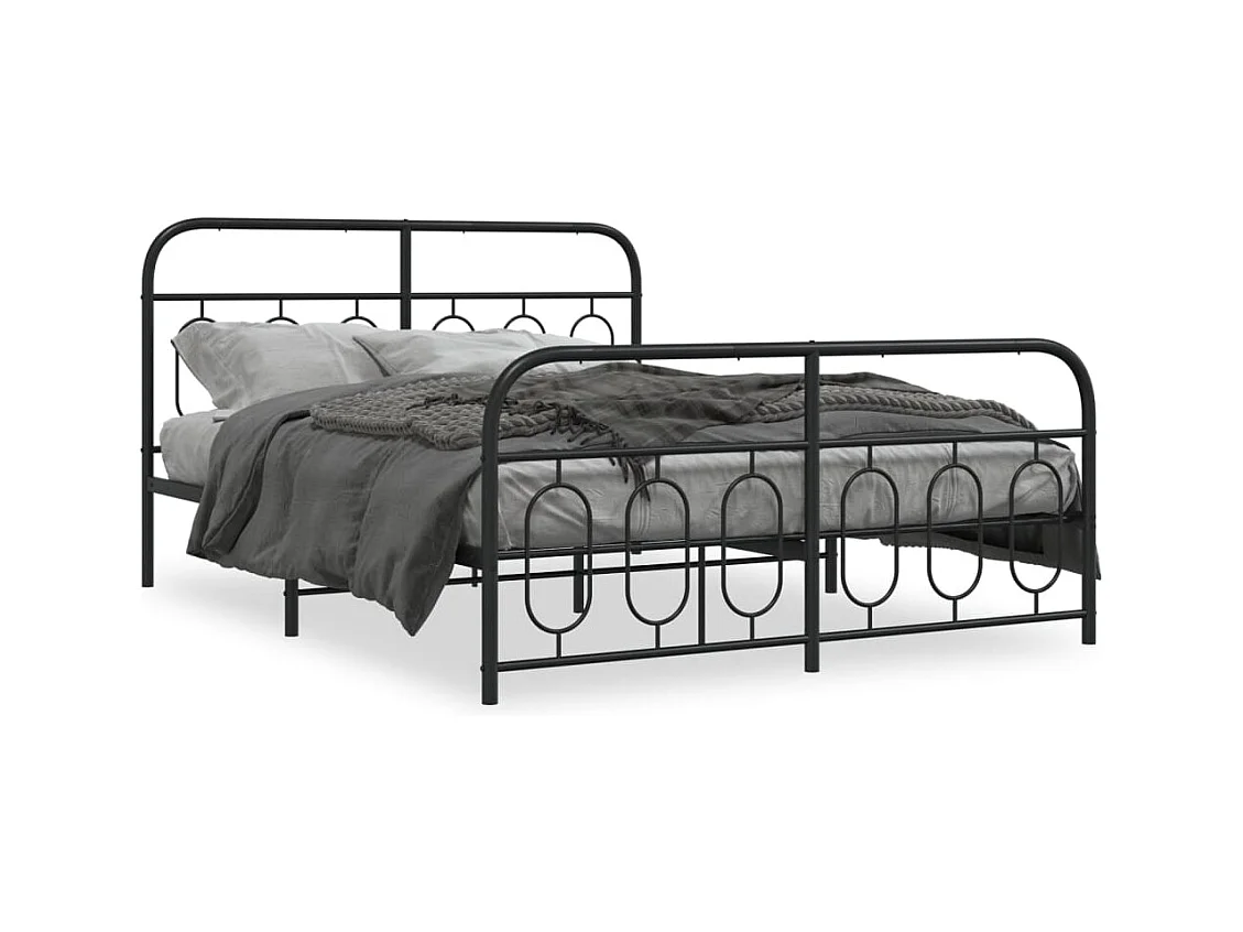 Bedframe met hoofd- en voeteneinde metaal zwart 150x200 cm