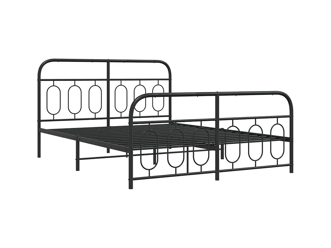 Bedframe met hoofd- en voeteneinde metaal zwart 150x200 cm
