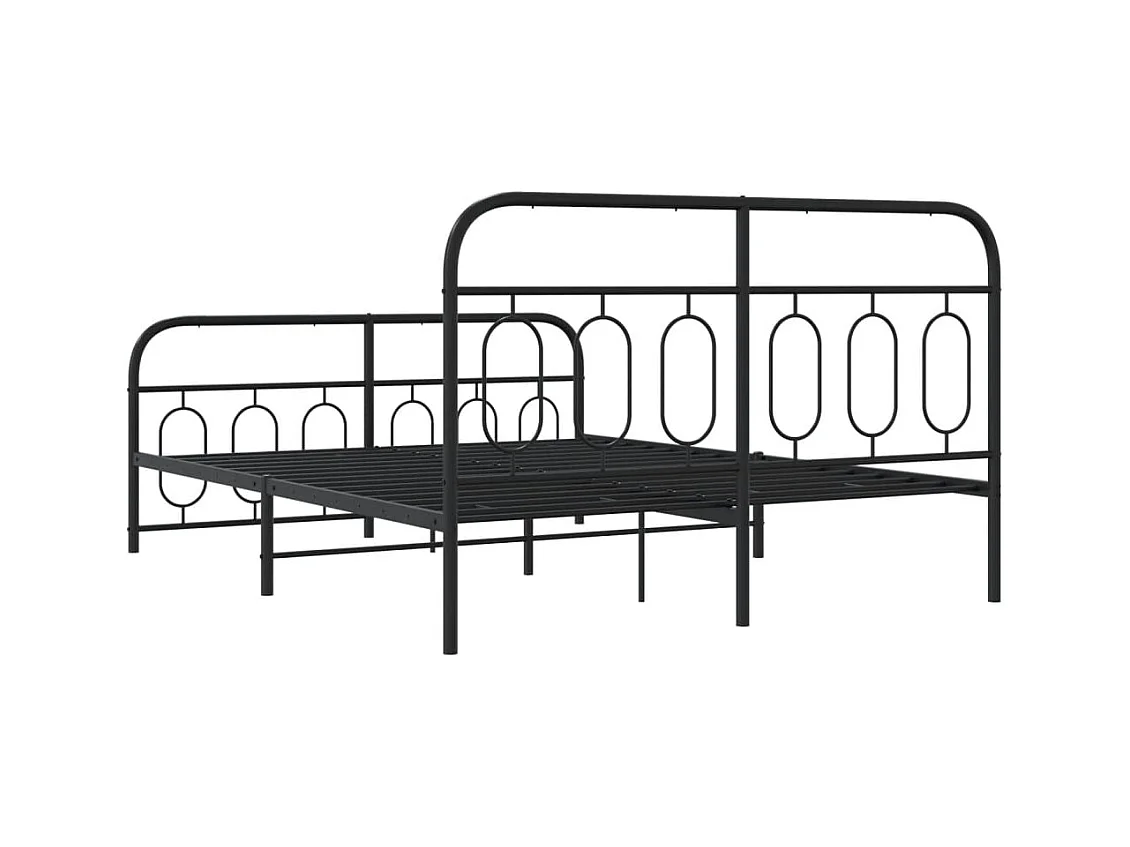 Bedframe met hoofd- en voeteneinde metaal zwart 150x200 cm