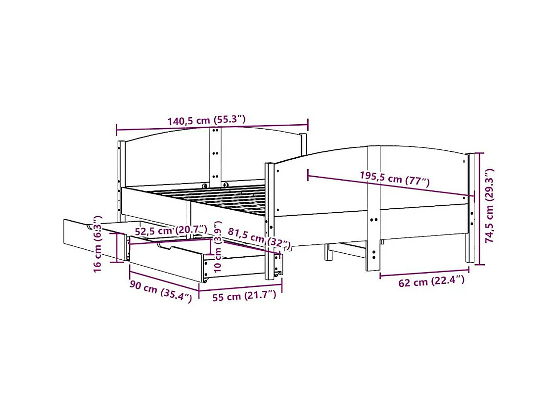 Bedframe met hoofd- en voeteneinde metaal zwart 150x200 cm