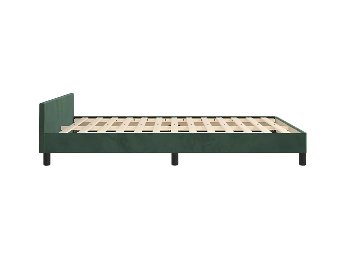 Cadre de lit sans matelas vert foncé 140x190 cm velours